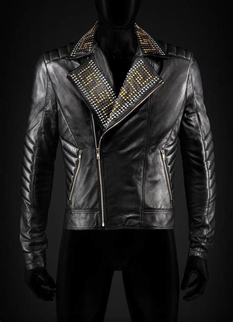 versace silver jacket men|Versace leather jacket men's.